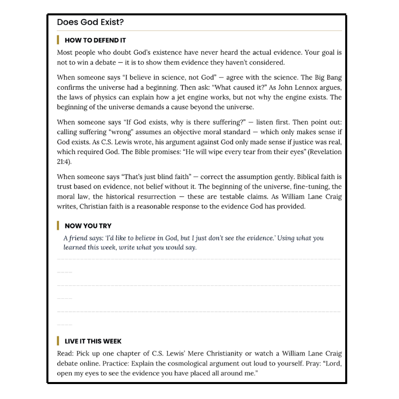 Lesson page with How to Defend It, Now You Try and Live It This Week sections